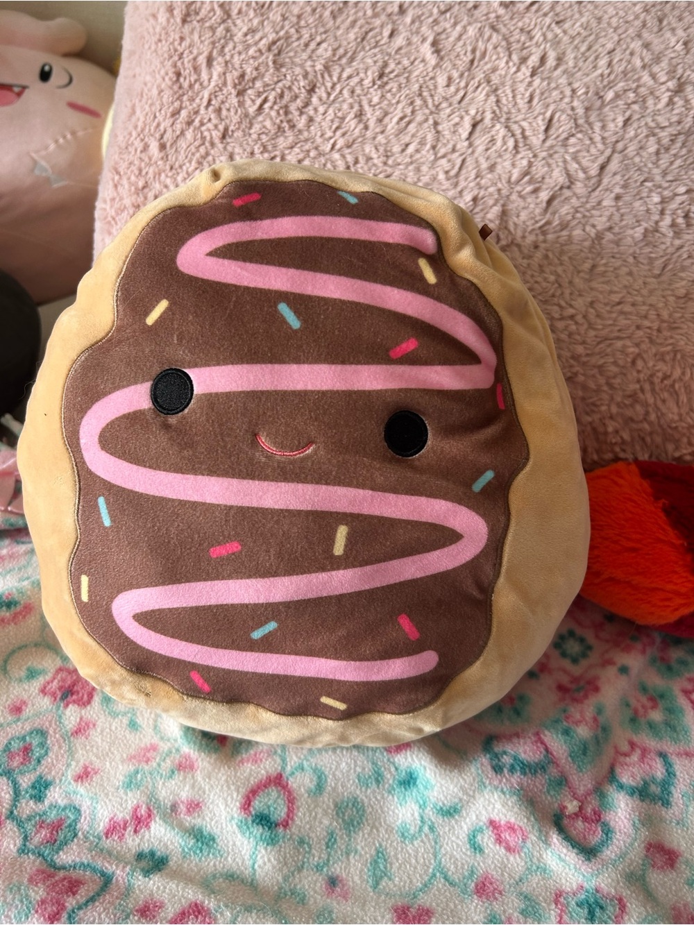 Squishmallow - Cute Donut Plush Pillow - Pink & Brown Kids Accessory